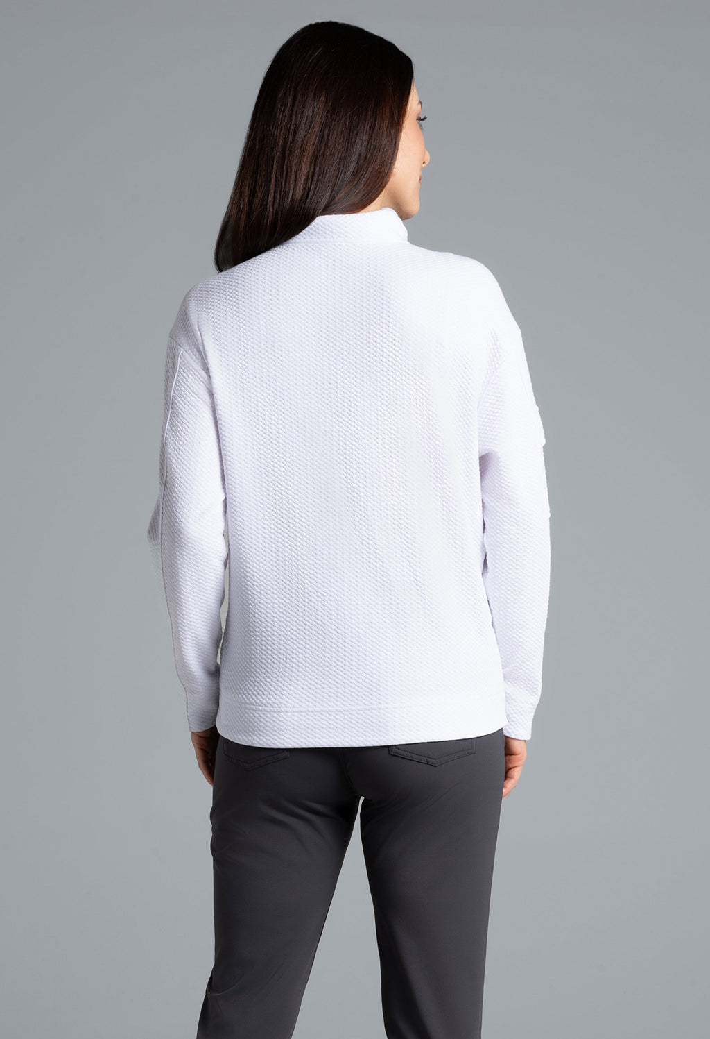 Solid Popcorn Stitch 1/4 Zip Pullover - 42000